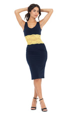 Load image into Gallery viewer, Tango Dress With Yellow Lace Waistband