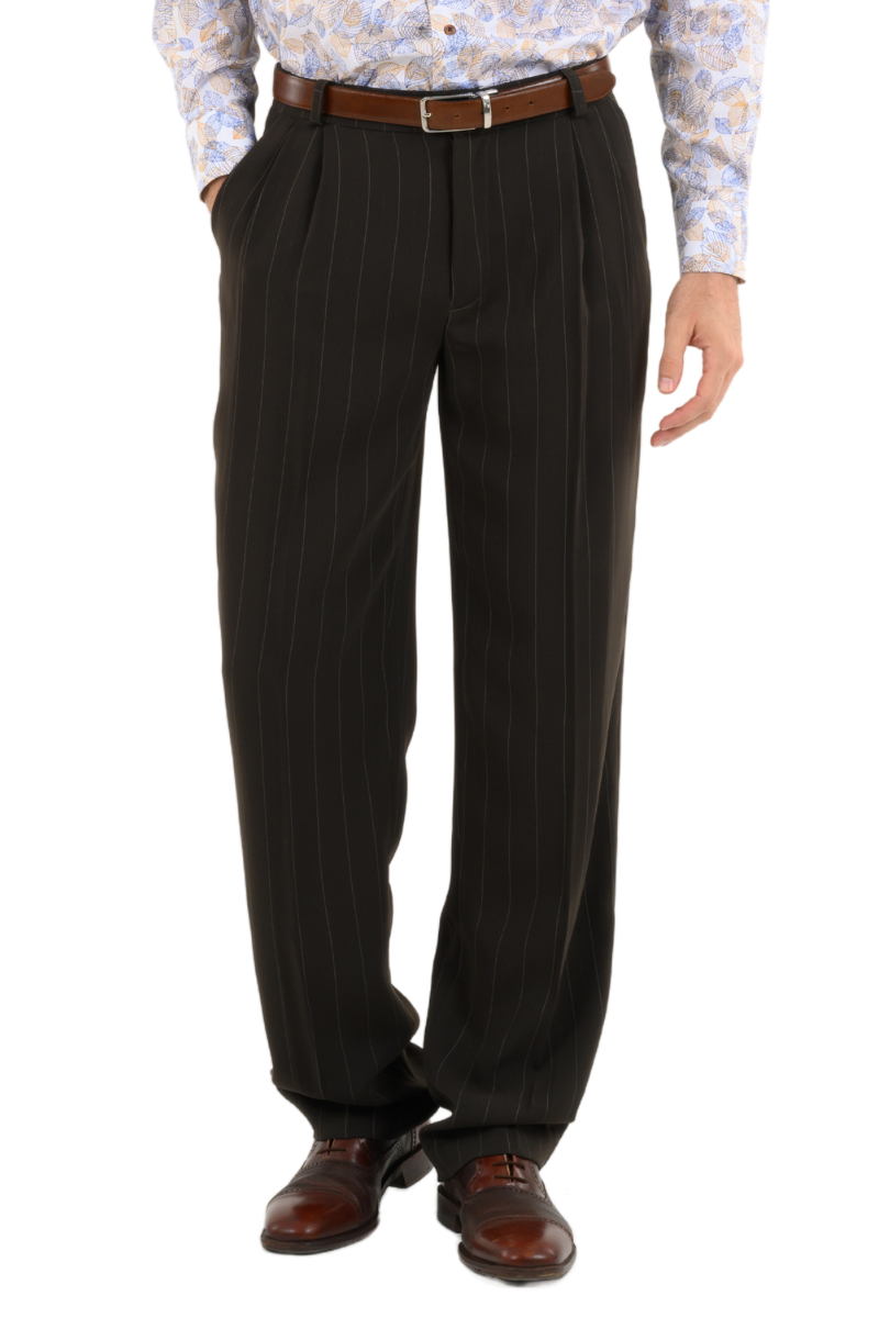 Striped Olive Green Tango Pants With Two Pleats | Men's Tango
