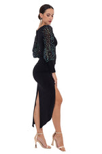 Load image into Gallery viewer, Tango Top With Mesh Sparkling Detailed Sleeves