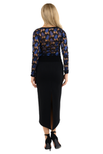 Load image into Gallery viewer, Black Top With Metallic Lace Back And Sleeves