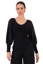Load image into Gallery viewer, Tango Top With Sheer And Shiny Long Split Sleeves
