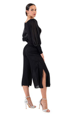 Load image into Gallery viewer, Tango Top With Sheer And Shiny Long Split Sleeves
