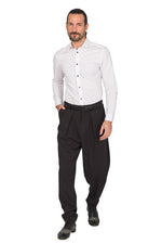 Load image into Gallery viewer, Tapered Black Thin Striped Tango Pants With Two Inverted Pleats