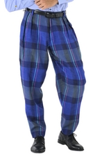 Load image into Gallery viewer, Tapered Blue Checkered Tango Pants With Two Inverted Pleats