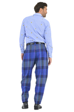 Load image into Gallery viewer, Tapered Blue Checkered Tango Pants With Two Inverted Pleats