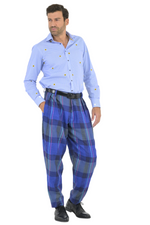 Load image into Gallery viewer, Tapered Blue Checkered Tango Pants With Two Inverted Pleats