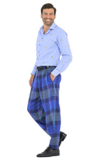 Load image into Gallery viewer, Tapered Blue Checkered Tango Pants With Two Inverted Pleats
