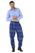 Load image into Gallery viewer, Tapered Blue Checkered Tango Pants With Two Inverted Pleats