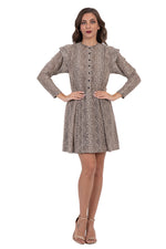 Load image into Gallery viewer, Taupe Lace Mini Dress With Long Sleeves
