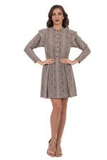 Load image into Gallery viewer, Taupe Lace Mini Dress With Long Sleeves