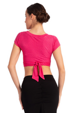 Load image into Gallery viewer, Textured Monochrome Waist Tie Crop Top