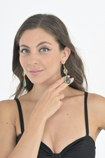 Load image into Gallery viewer, Thalia Green Gold Tango Earrings