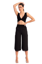 Load image into Gallery viewer, Two-layer Black Georgette Cropped Culottes