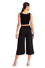 Load image into Gallery viewer, Two-layer Black Georgette Cropped Culottes