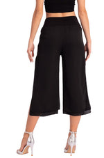 Load image into Gallery viewer, Two-layer Black Georgette Cropped Culottes
