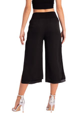 Load image into Gallery viewer, Two-layer Black Georgette Cropped Culottes