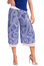 Load image into Gallery viewer, Two-layer Blue Cycladic Print Georgette Cropped Culottes With Slits