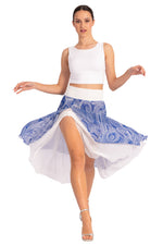 Load image into Gallery viewer, Two-layer Blue Cycladic Print Georgette Dance Skirt