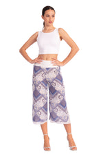Load image into Gallery viewer, Two-layer Blue Mixed Print Georgette Cropped Culottes With Slits