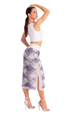 Load image into Gallery viewer, Two-layer Blue Mixed Print Georgette Cropped Culottes With Slits