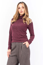 Load image into Gallery viewer, Wine Red Turtleneck Long Sleeve (XS,S,M,L,XL)