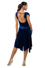Load image into Gallery viewer, Velvet Argentine Tango Dress With Shoulder Ruffles