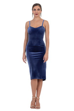 Load image into Gallery viewer, Velvet Fishtail Tango Dress With Thin Straps