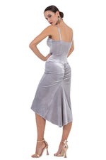 Load image into Gallery viewer, Velvet Fishtail Tango Dress With Thin Straps