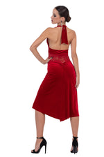 Load image into Gallery viewer, Velvet Halter Neck Tango Dress With Lace Waist