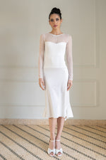 Load image into Gallery viewer, Velvet Mermaid Dress With Dotted Tulle Sleeves