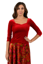 Load image into Gallery viewer, Velvet Sweetheart Neckline Top With Long Sleeves