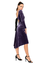 Load image into Gallery viewer, Velvet Tango Dress With Keyhole Bow Tie Back