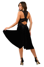 Load image into Gallery viewer, Velvet Tango Dress With Lace Back