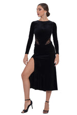 Load image into Gallery viewer, Velvet Tango Dress With Lace Back &amp; Details
