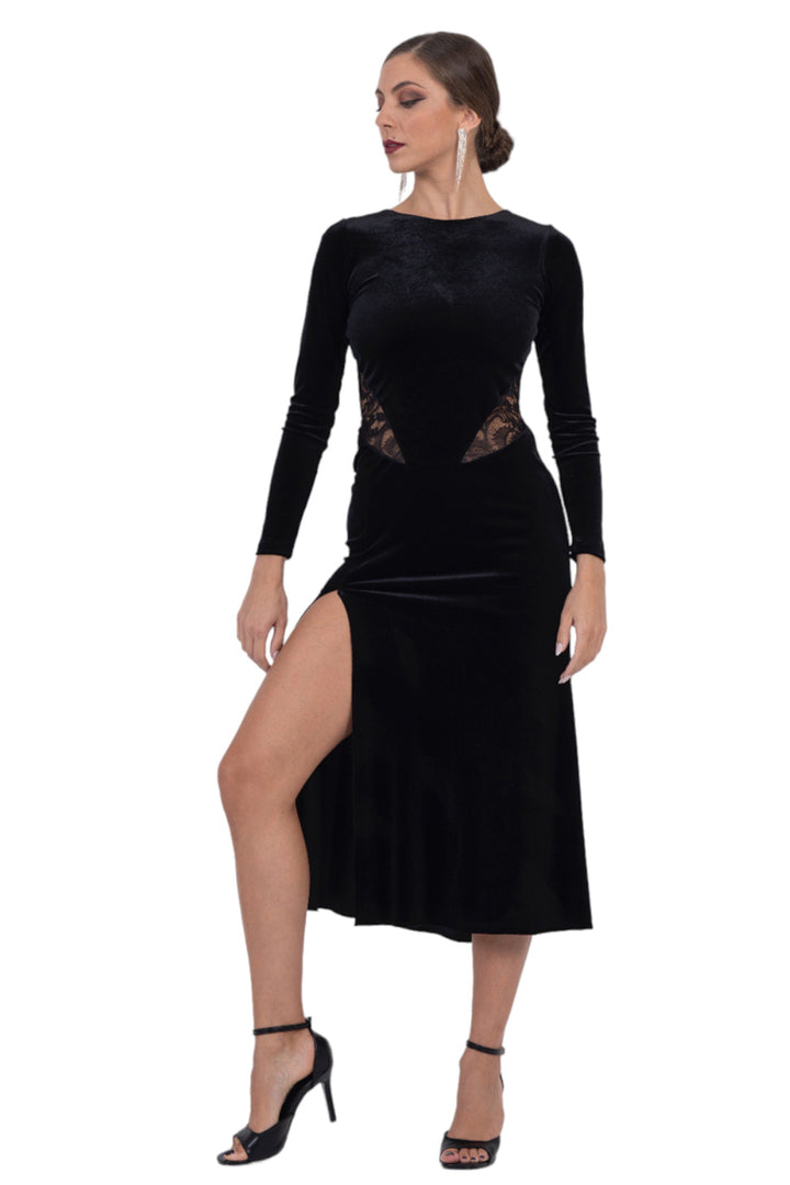 Velvet Tango Dress With Lace Back & Details