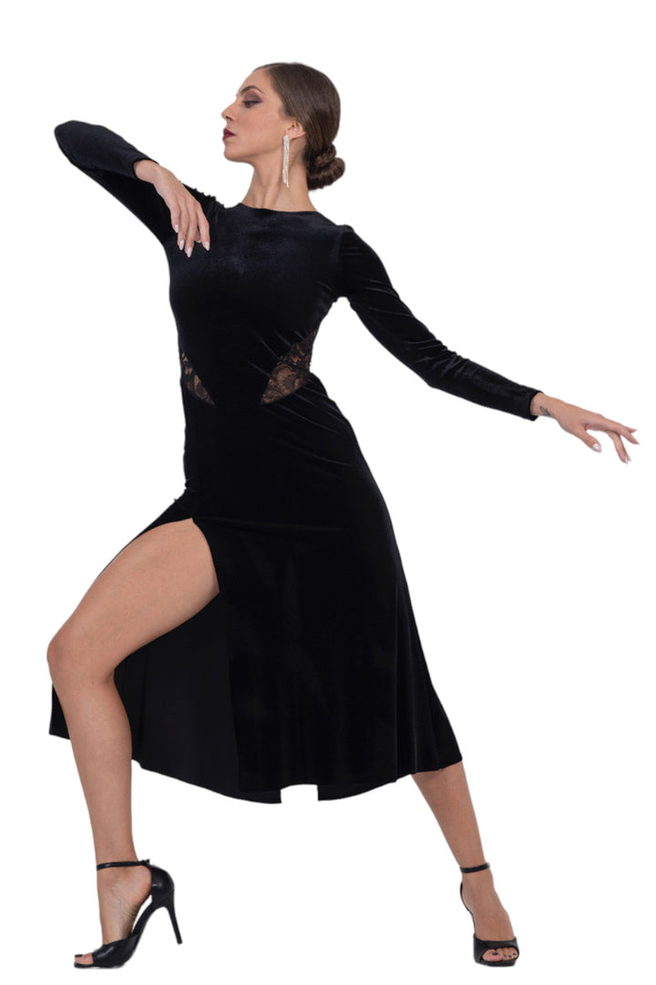 Velvet Tango Dress With Lace Back & Details