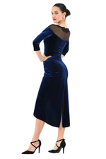 Load image into Gallery viewer, Velvet Tango Dress with Mesh & Lace Appliqué Décolleté