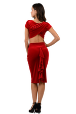 Load image into Gallery viewer, Velvet Tango Crop Top With Draped Overlap Back
