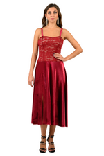 Load image into Gallery viewer, Velvet & Lace Spaghetti Strap Flowy Tango Dress