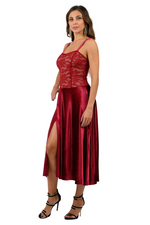 Load image into Gallery viewer, Velvet & Lace Spaghetti Strap Flowy Tango Dress