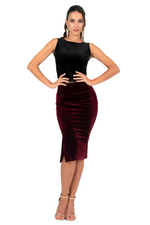 Load image into Gallery viewer, Velvet Pencil Skirt With Two Slits