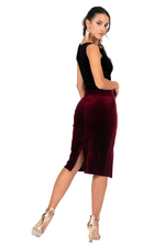 Load image into Gallery viewer, Velvet Pencil Skirt With Two Slits