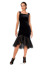 Load image into Gallery viewer, Velvet Skirt With Black Organza Ruffles