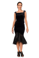 Load image into Gallery viewer, Velvet Skirt With Black Organza Ruffles