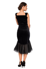 Load image into Gallery viewer, Velvet Skirt With Black Organza Ruffles