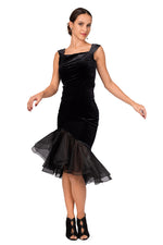 Load image into Gallery viewer, Velvet Skirt With Black Organza Ruffles