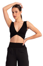 Load image into Gallery viewer, Viscose Twist Knot V-neck Crop Top