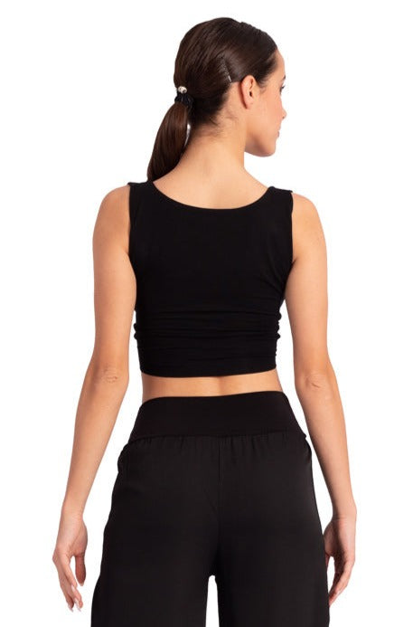 Viscose Twist Knot V-neck Crop Top | conDiva Dance Tops