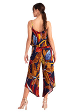 Load image into Gallery viewer, Waist Tie Sumer Print Asymmetric Cropped Tango Pants
