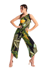 Load image into Gallery viewer, Waist Tie Tropical Print Asymmetric Cropped Tango Pants